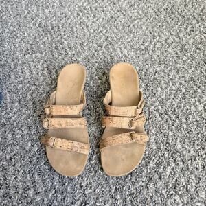 VIONIC 381DWYN Cork Triple Strap Wedge Slide Sandals Womens Size 8 Comfort